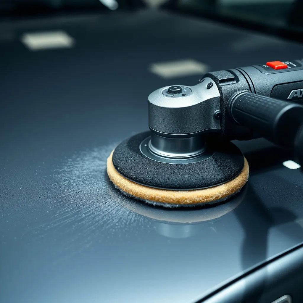 Close up of a professional dual action orbital polisher head
